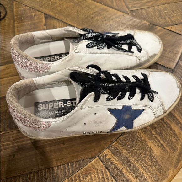Golden Goose Shoes - Golden Goose White and Blue Sneakers